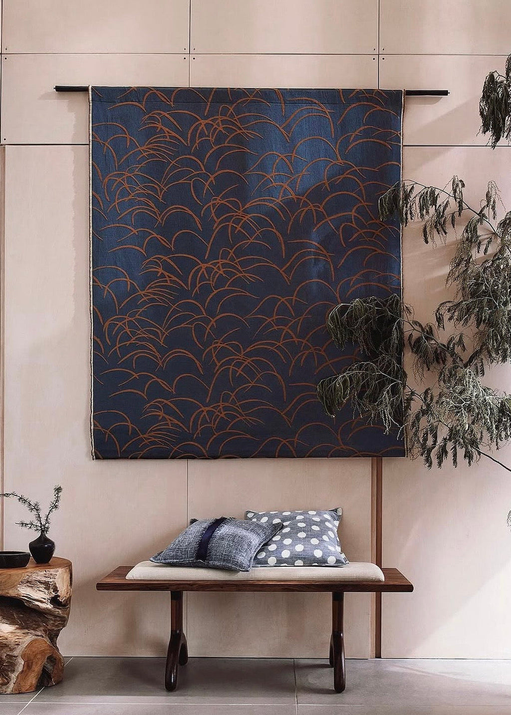 Sunday Bench Walnut in Tatami by Larsen Colefax and Fowler